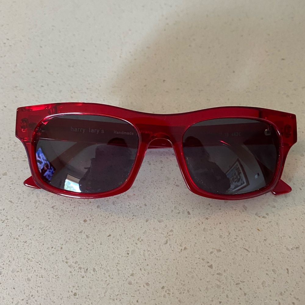 Harry Lary's red framed sunglasses in very good condition. Name Geometry